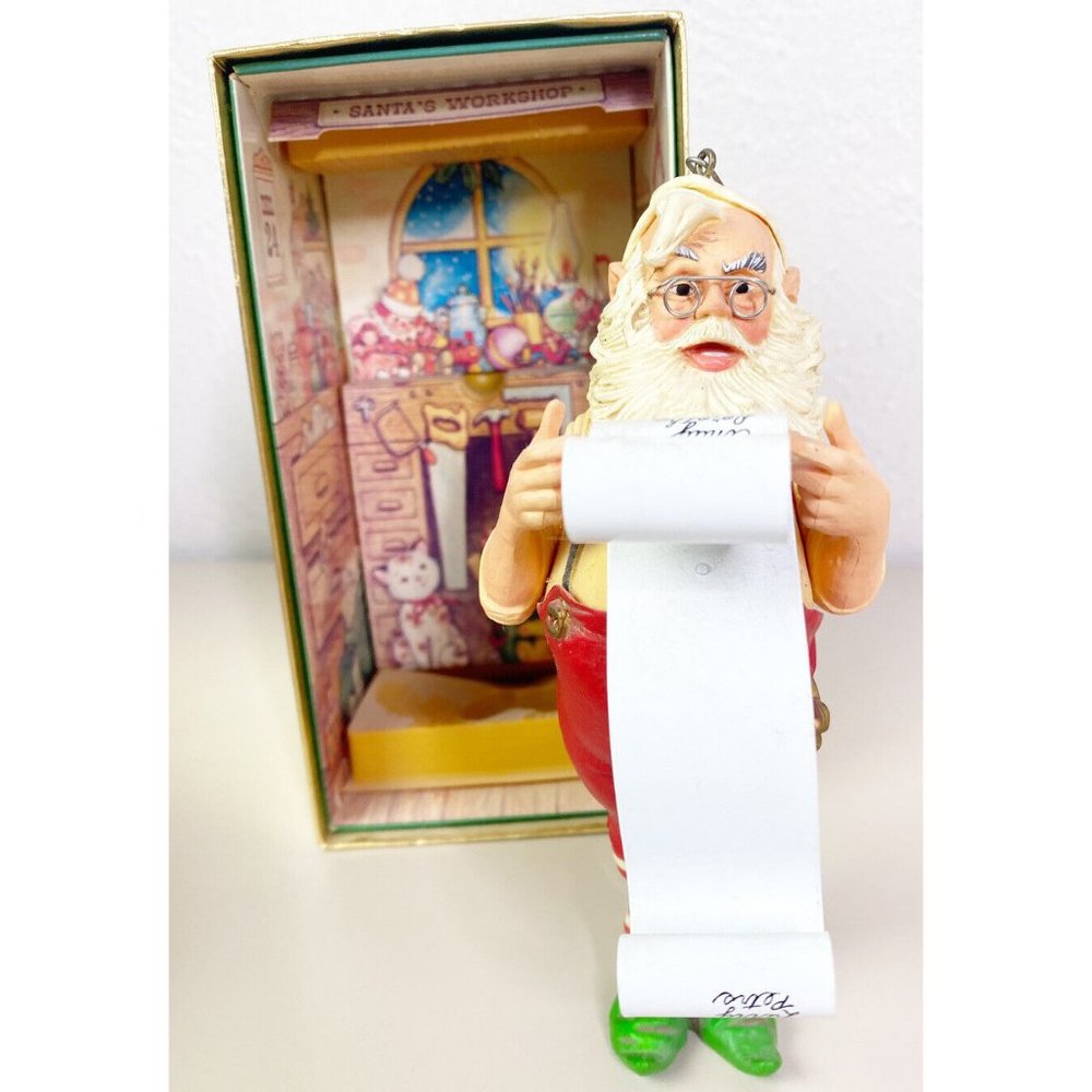 VTG 1980 Hallmark Checking It Twice Santa Ornament GUC